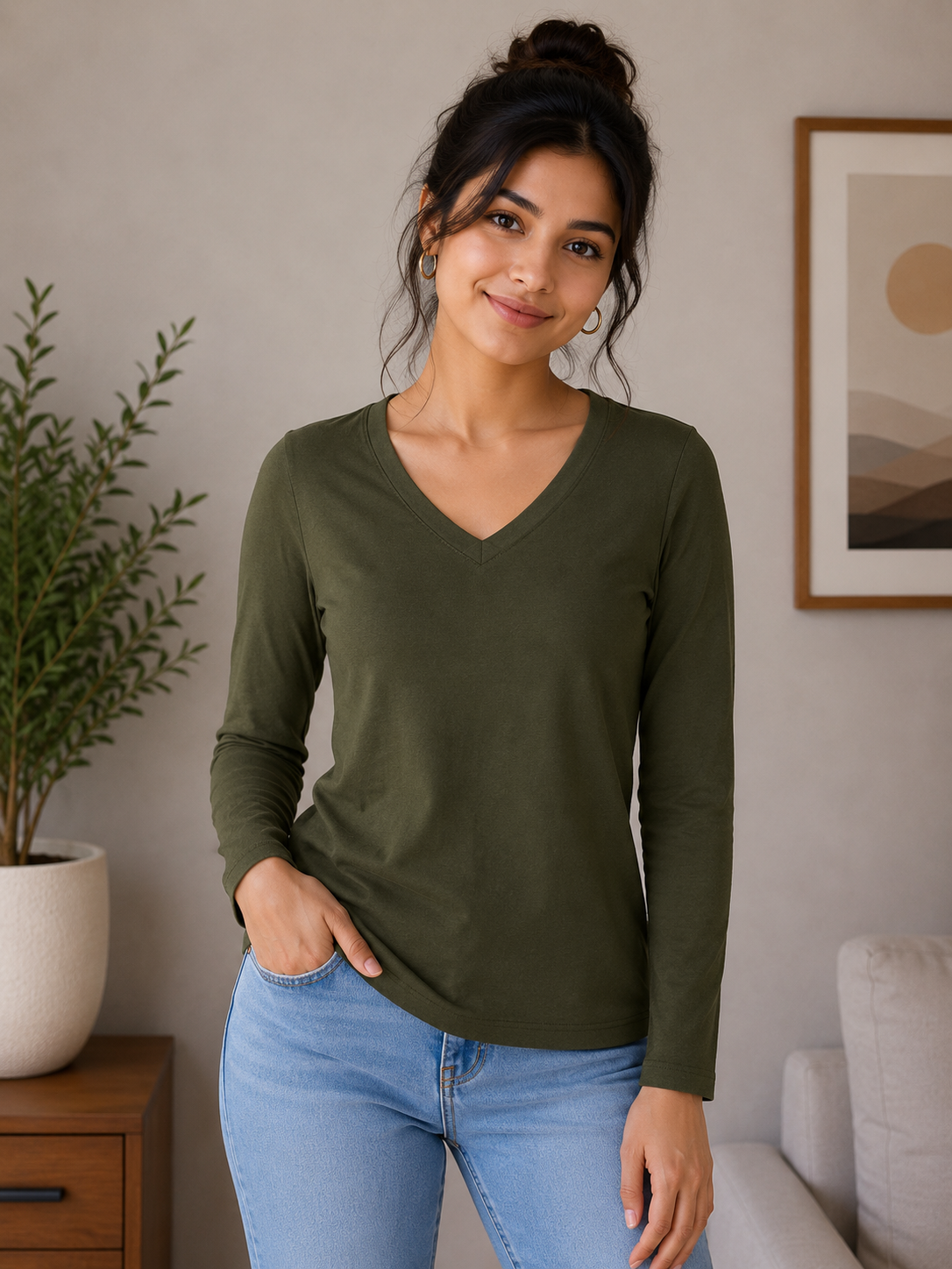 DV neck full sleeves top