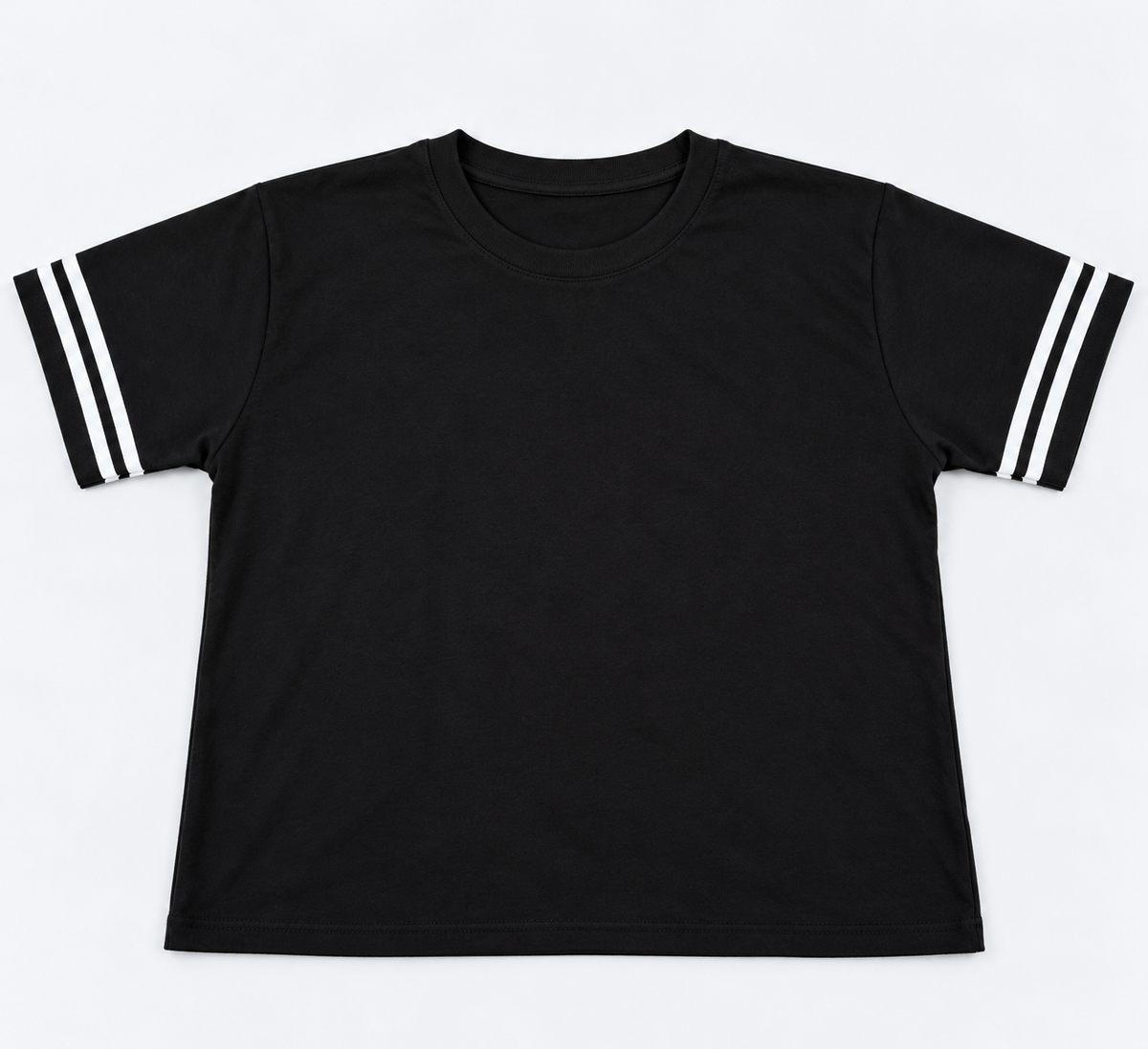 Sporty Double Stripe Crop T-Shirt Black