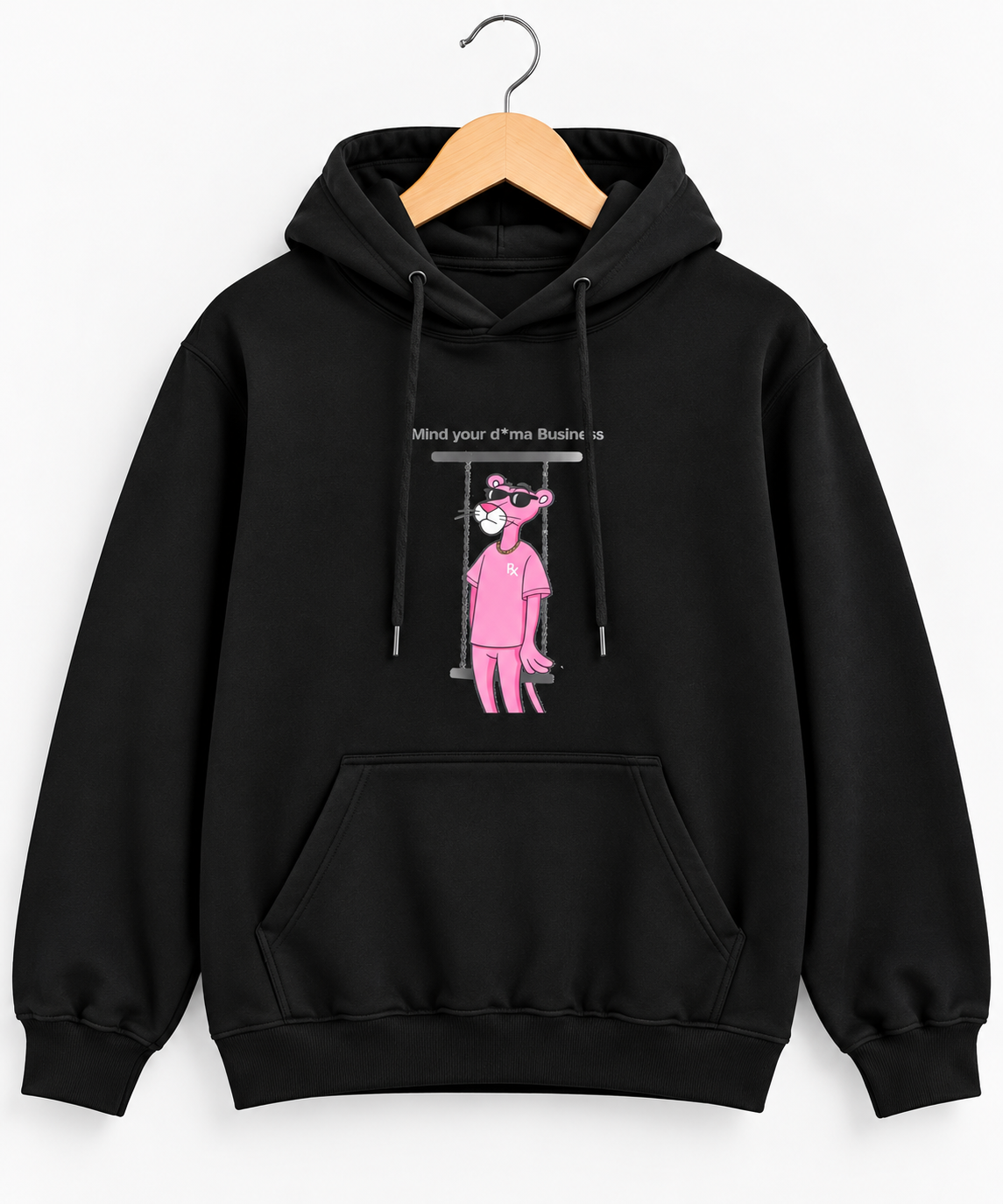 Mind Your D*ma Business Pink Panther Graphic Hoodie Black