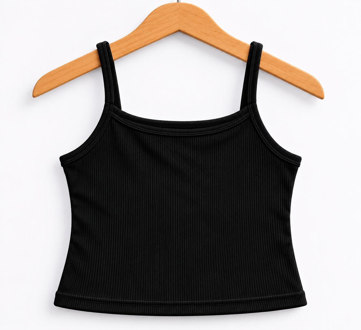 Ribbed Square-Neck Cami Top Black
