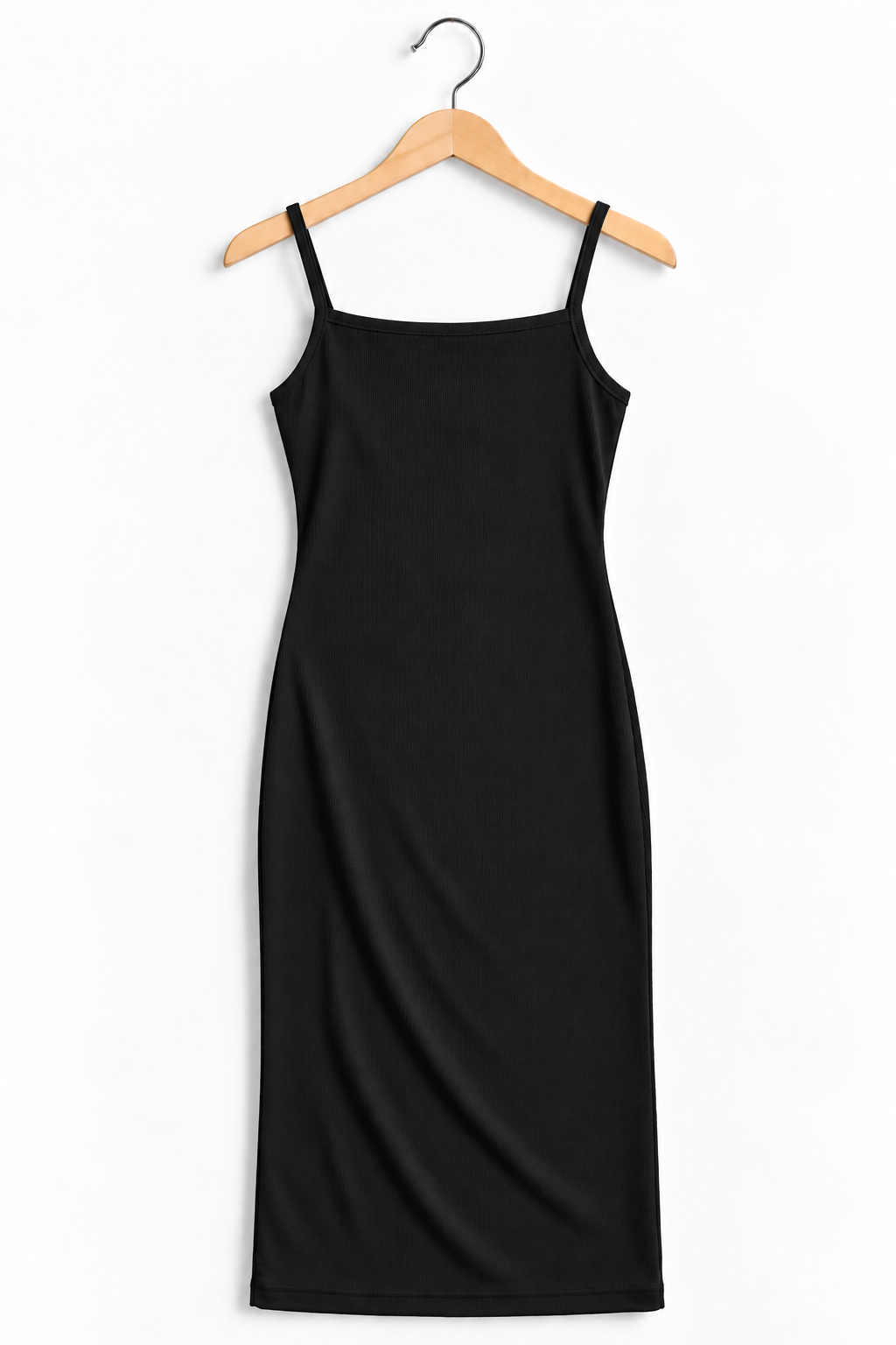 Ribbed Sleeveless Cami Dress Black