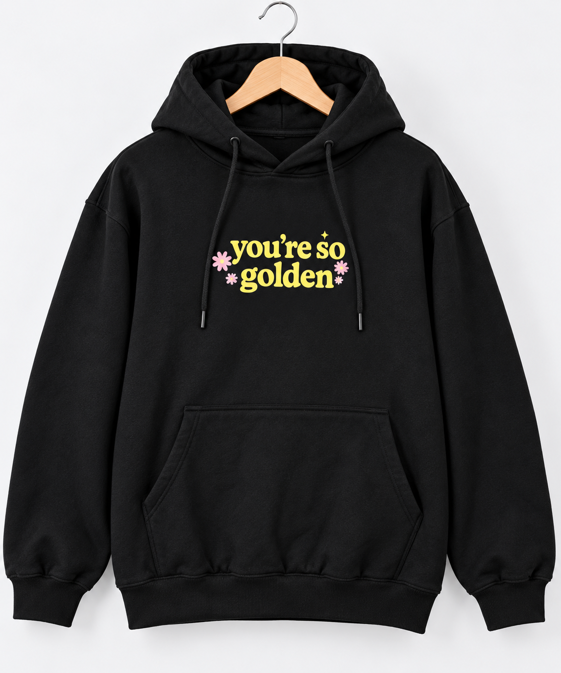 You’re So Golden Floral Graphic Black Hoodie