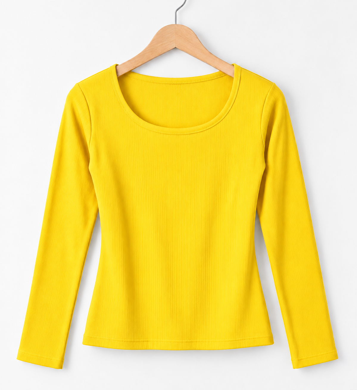 Ribbed Full Sleeve Top Yellow