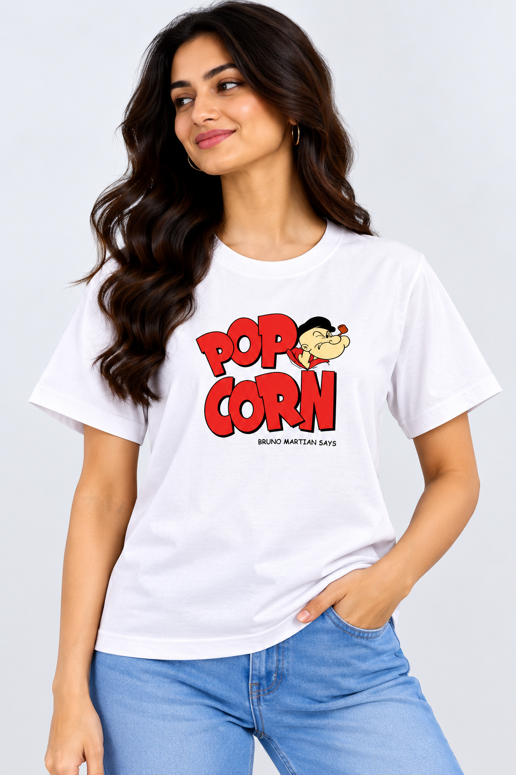 Popcorn Graphic Regular T-Shirt White