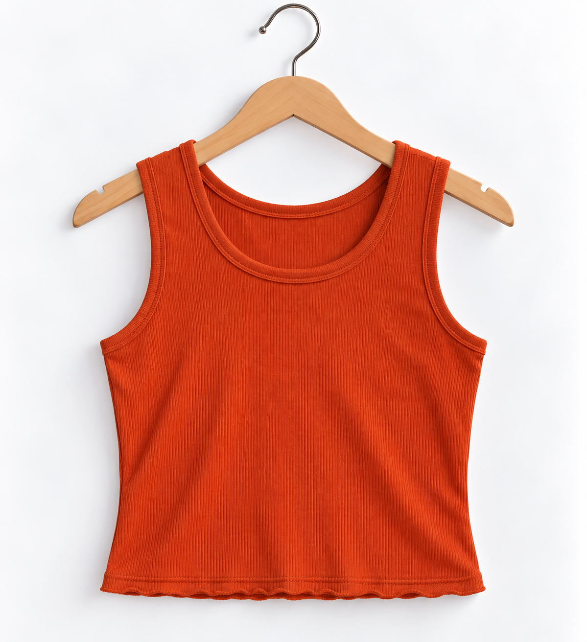 Ribbed Broad Strap Tank Top Rust