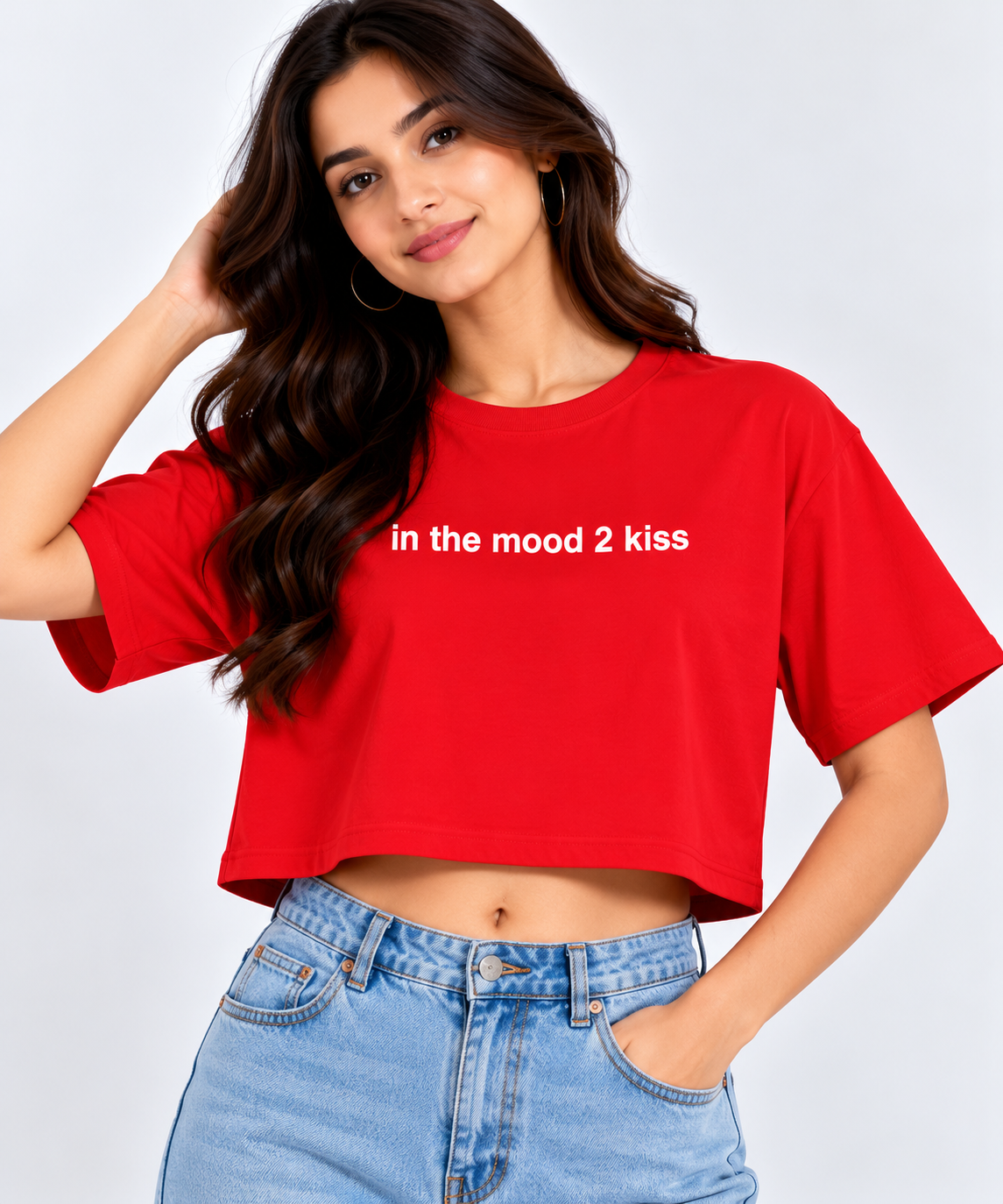 In the Mood 2 Kiss Crop T-Shirt Red