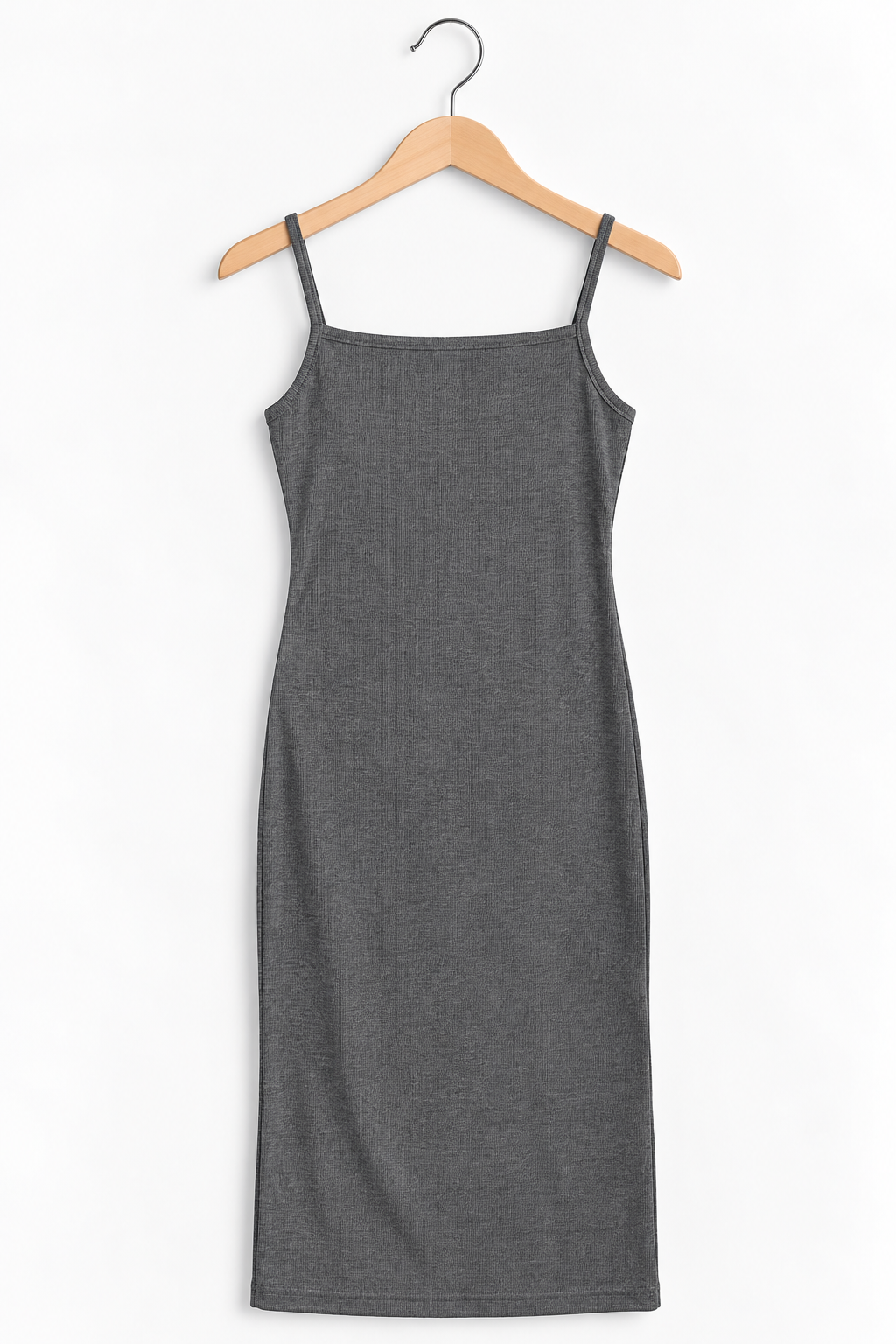 Ribbed Sleeveless Cami Dress Grey