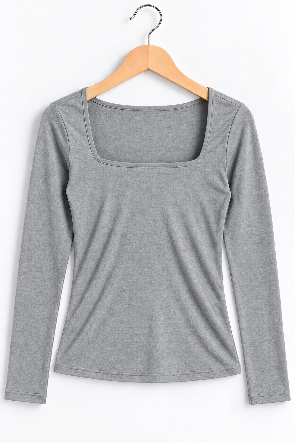 Square Neck Full Sleeve Top Grey