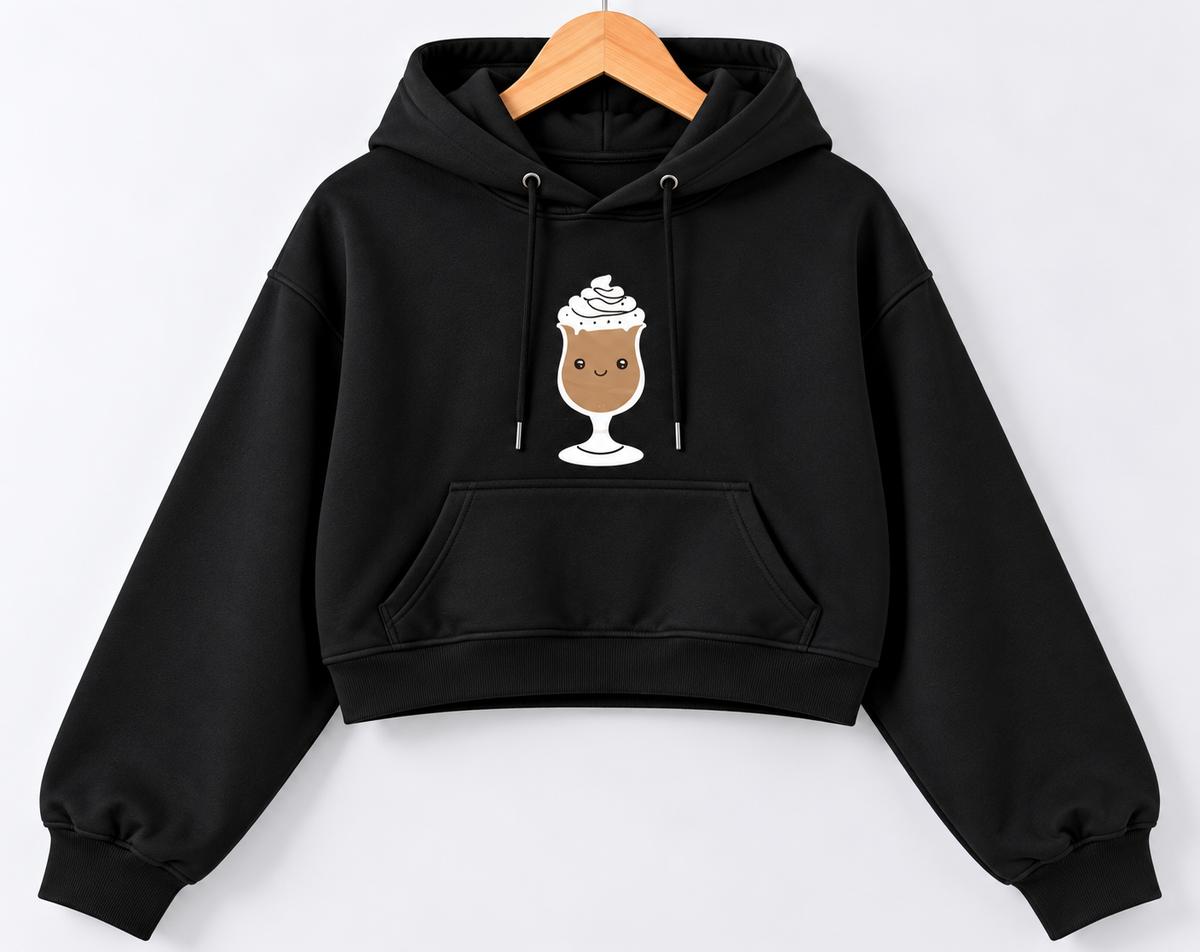 Sweet Ice Cream Graphic Cropped Hoodie Black