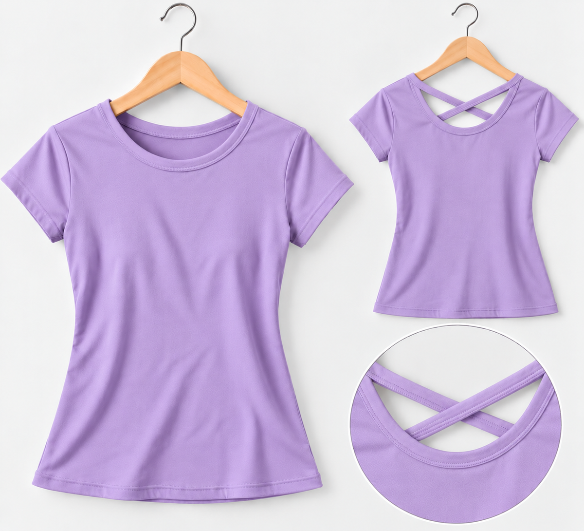 Criss-Cross Back Short-Sleeve Top Lavender