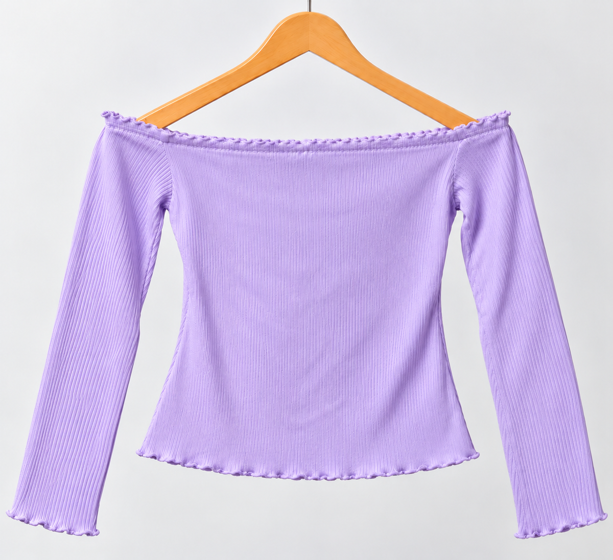 Off-Shoulder Full Sleeve Top Lavender