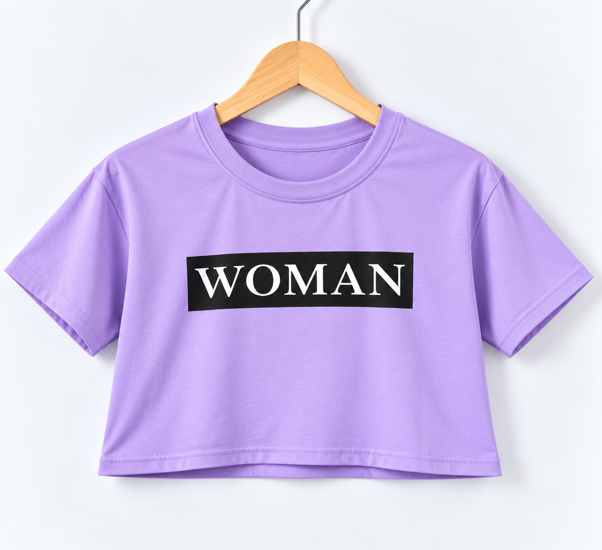 “WOMAN” Crop T-Shirt Lavender