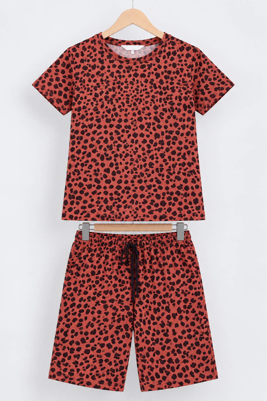 Leopard Print T-Shirt & Capri Coord Set Rust
