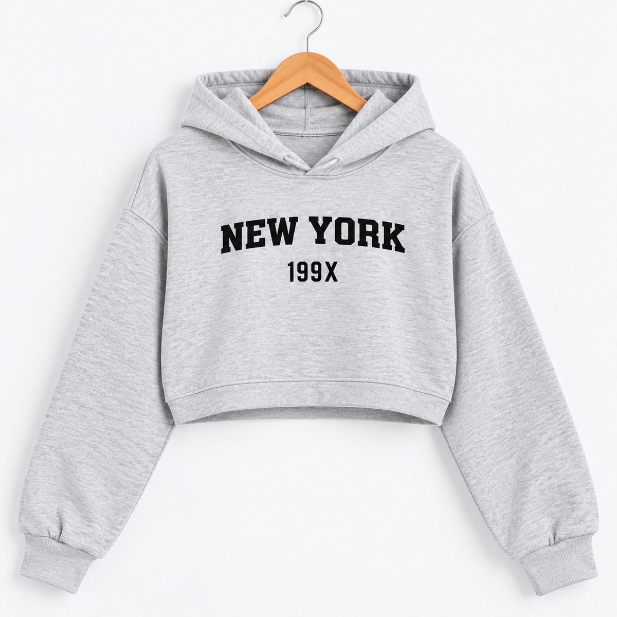 New York 199X Cropped Hoodie Grey