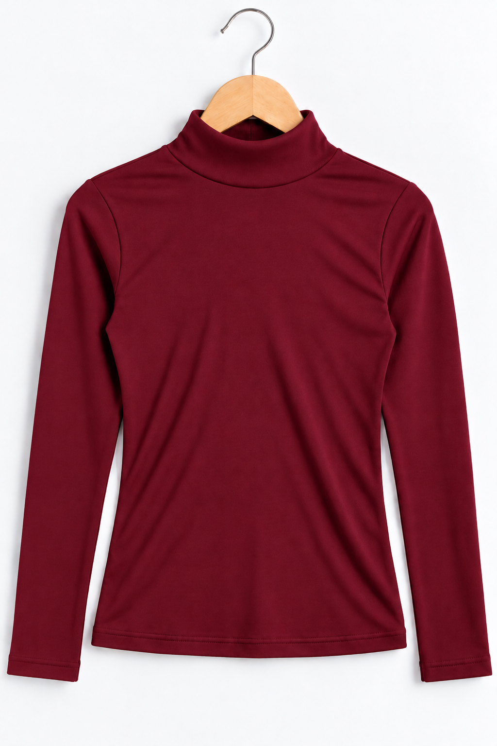 Mock Neck Full Sleeve Top Maroon