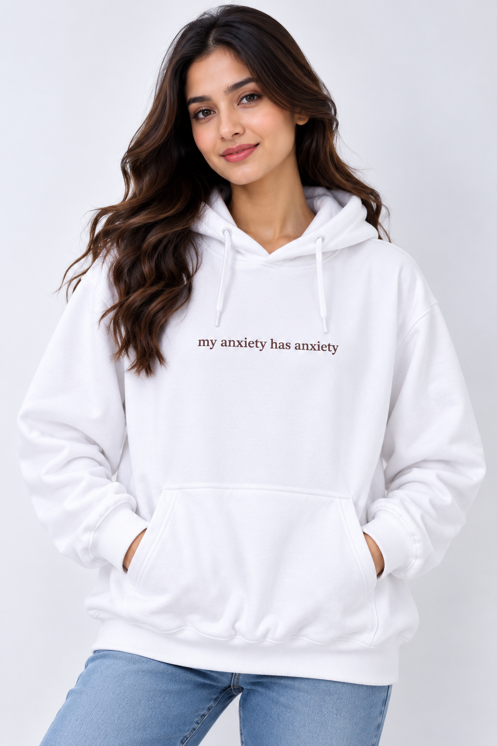 My Anxiety Has Anxiety Oversized Hoodie White