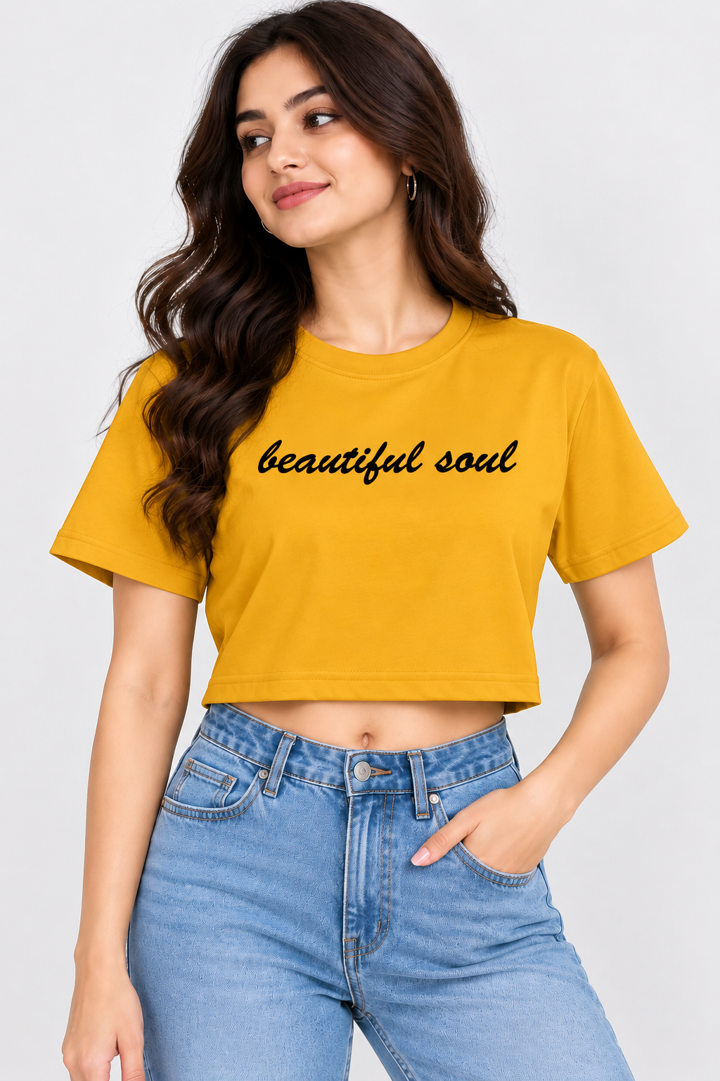 Beautiful Soul Crop T-Shirt Mustard