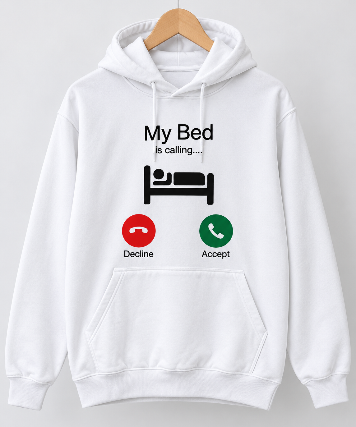 My Bed Is Calling Graphic Oversized Hoodie White
