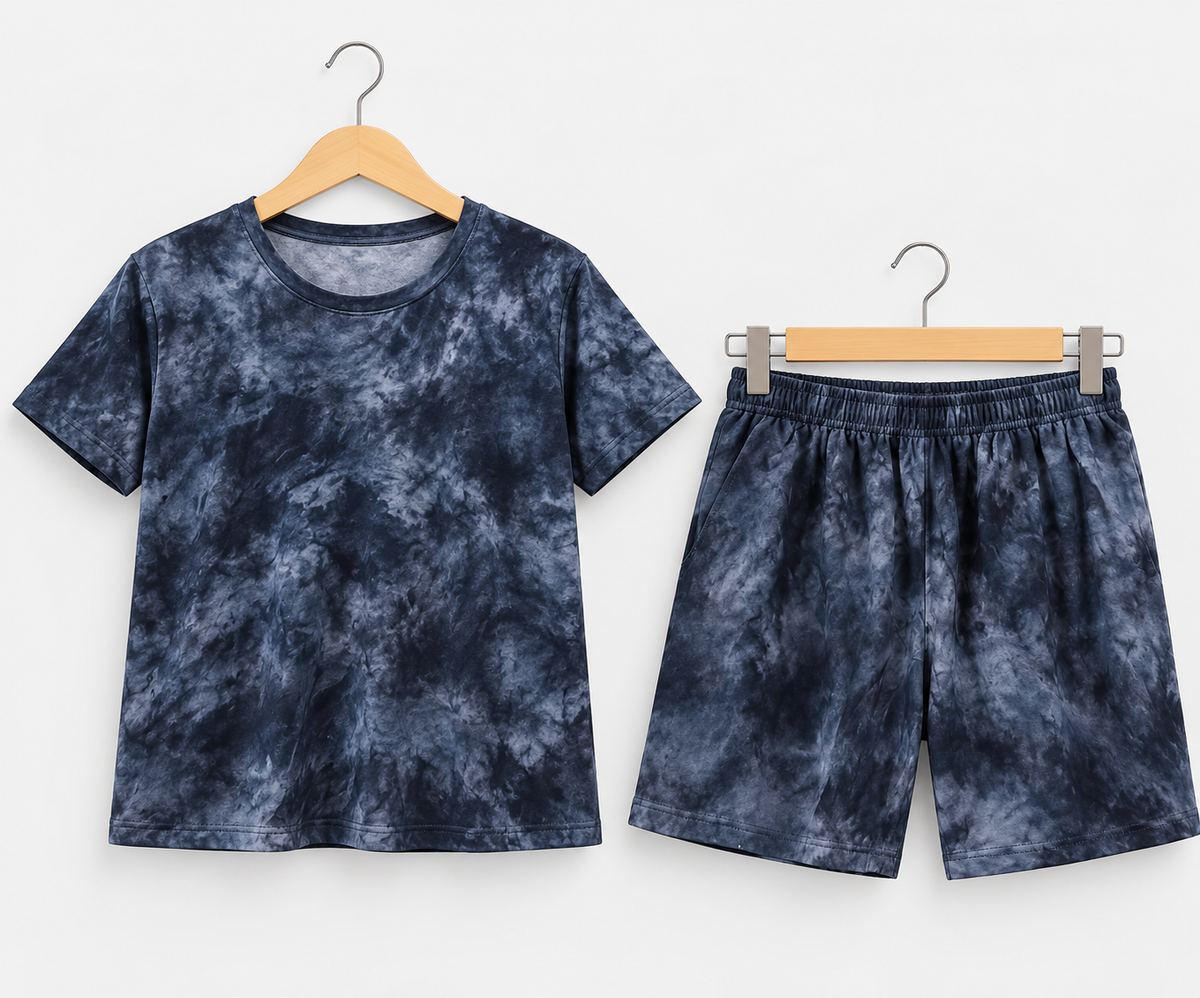Tie-Dye T-Shirt & Shorts Coord Set Navy Blue
