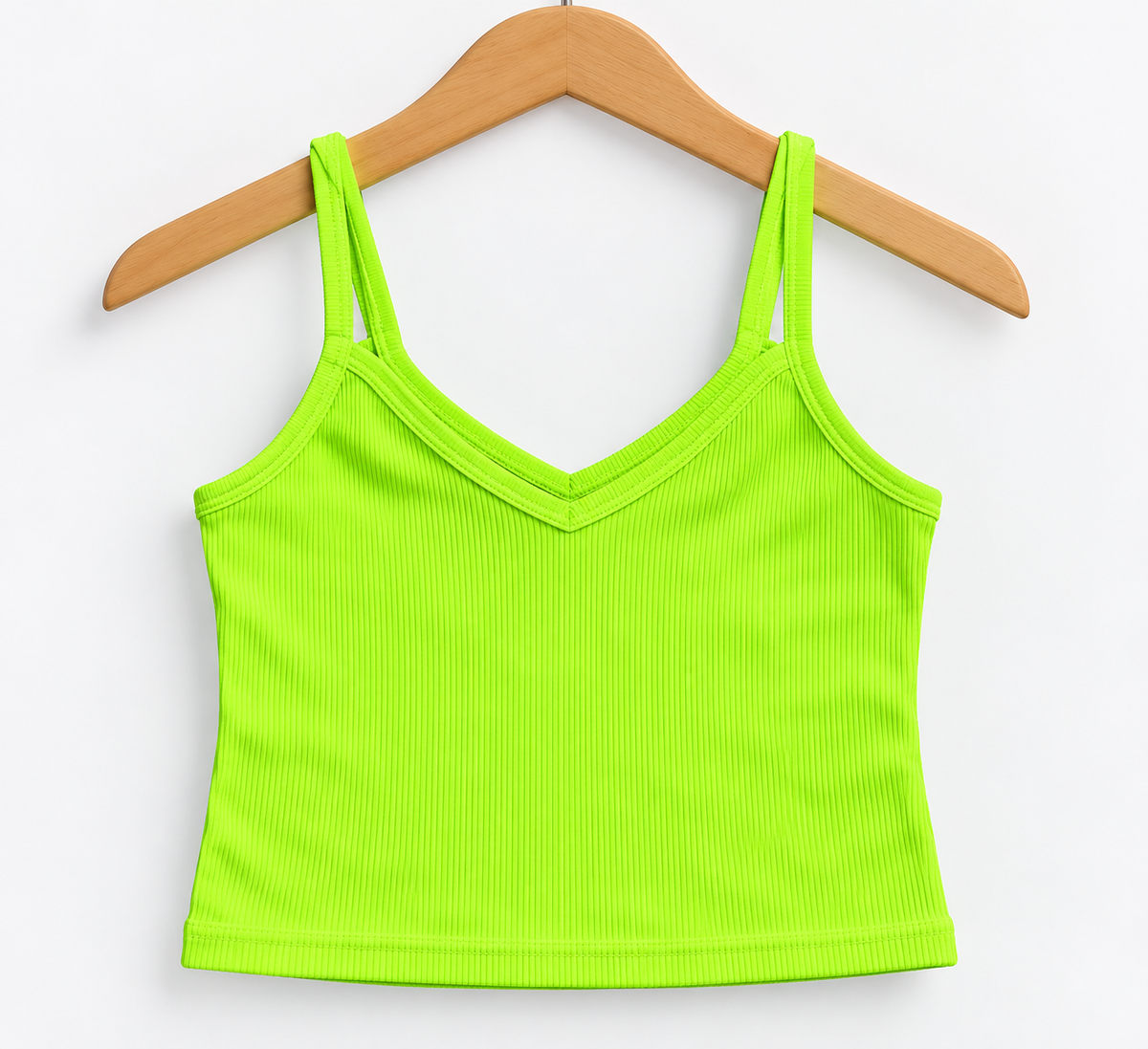 Ribbed V-Neck Cami Top Neon