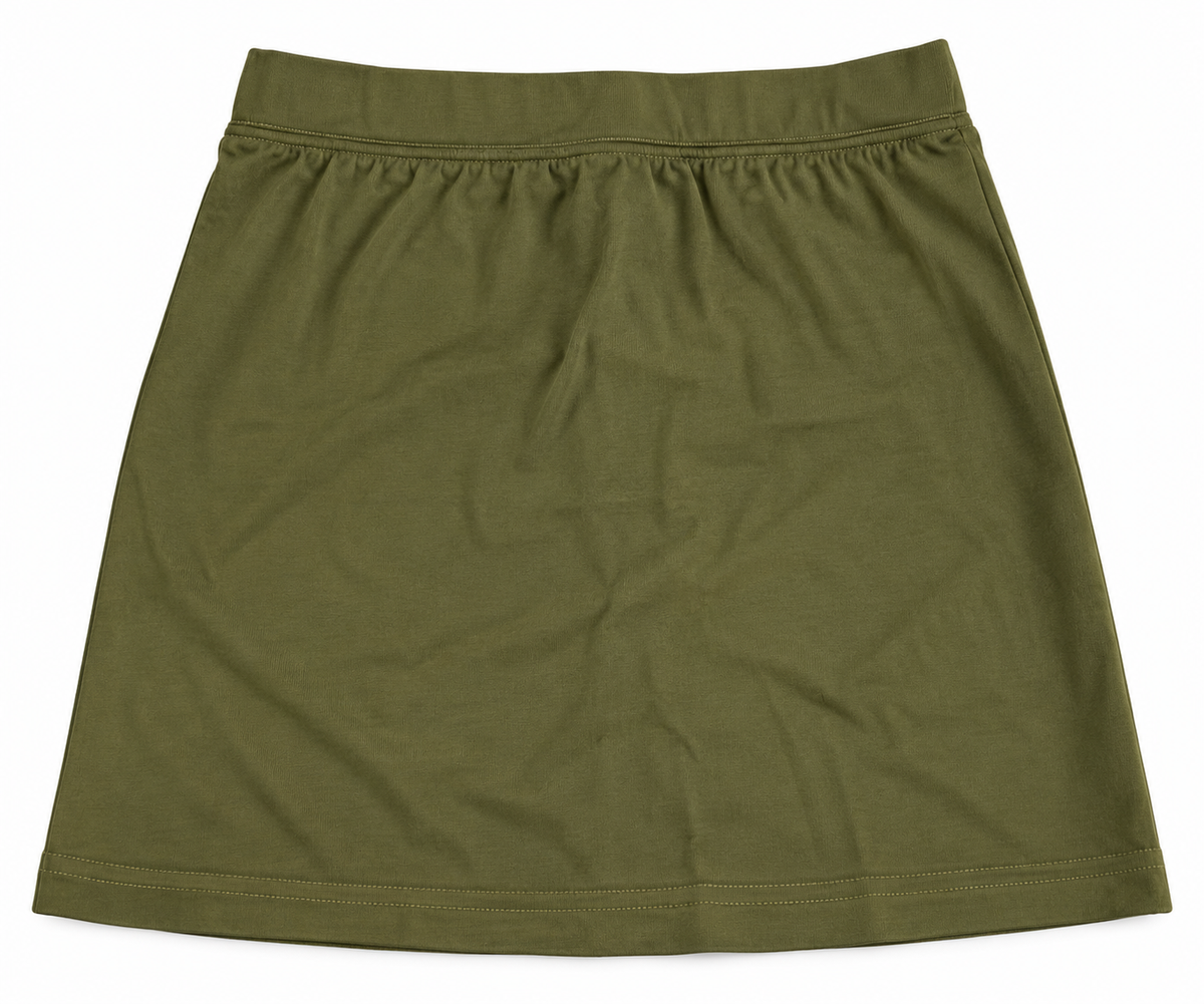 Olive Green Basic Knee-Length Skirt