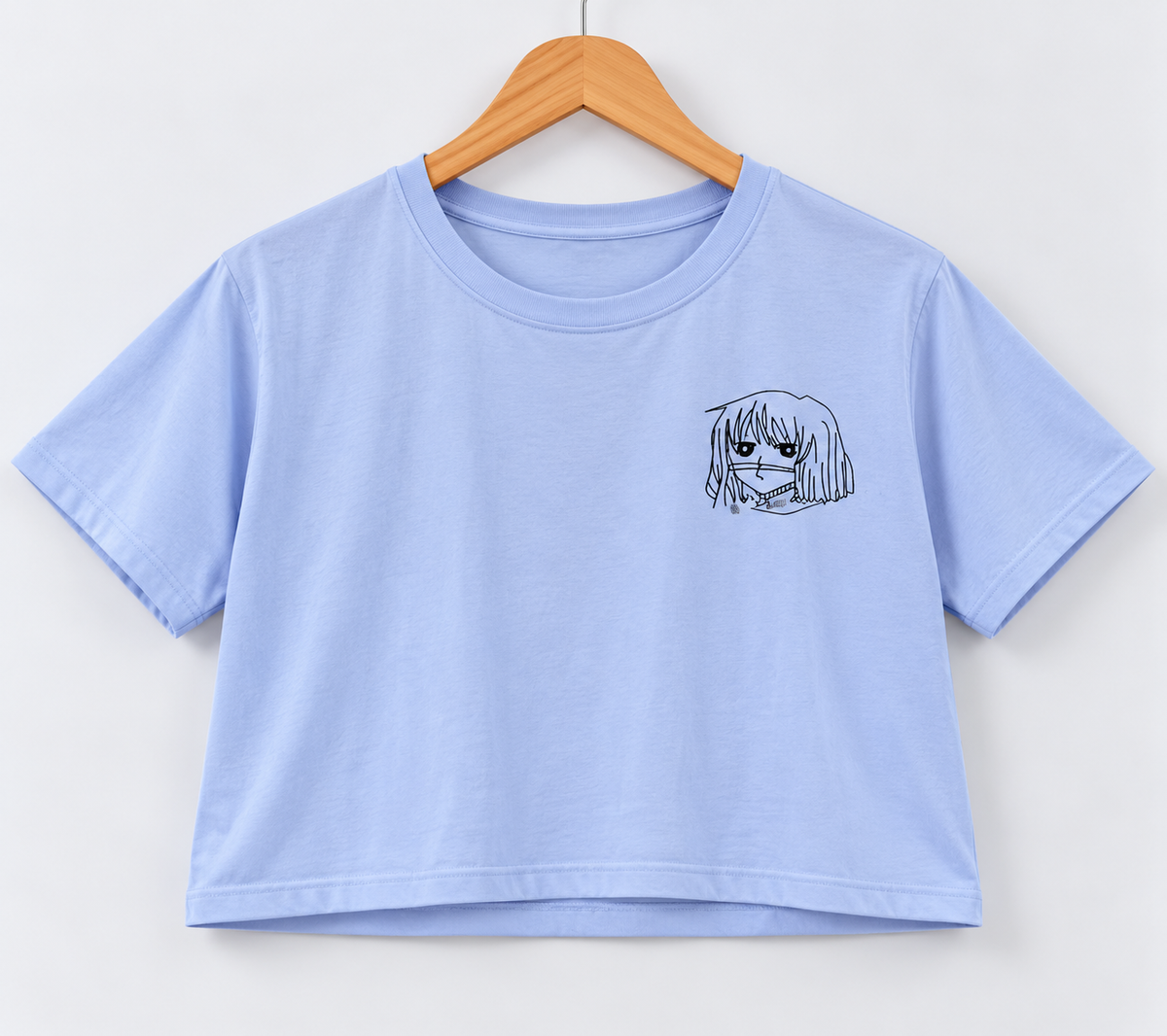 Cute Girl Crop T-Shirt Sky