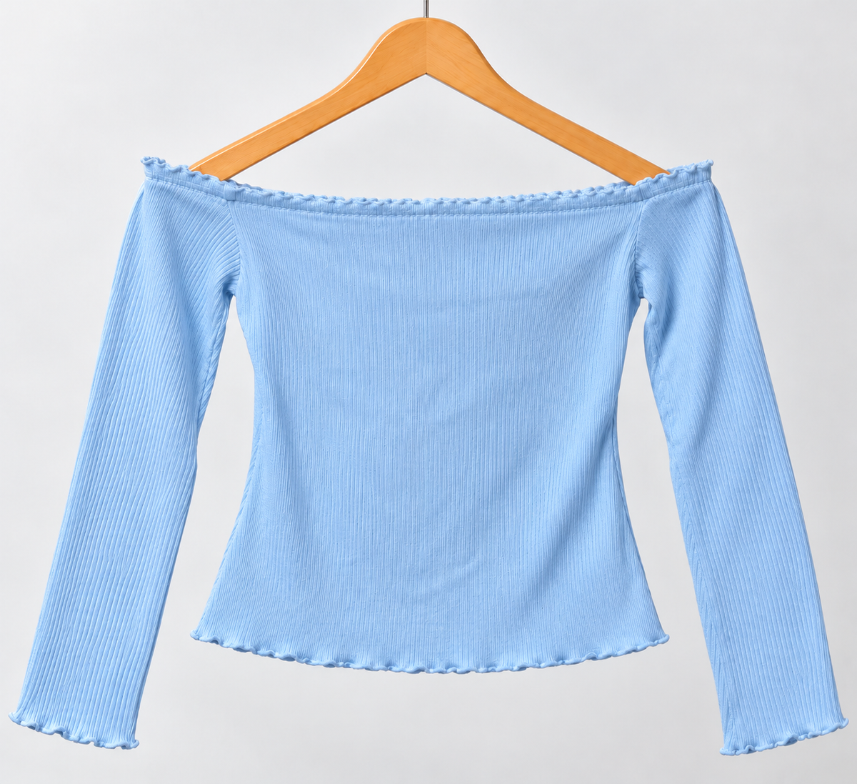 Off-Shoulder Full Sleeve Top Sky