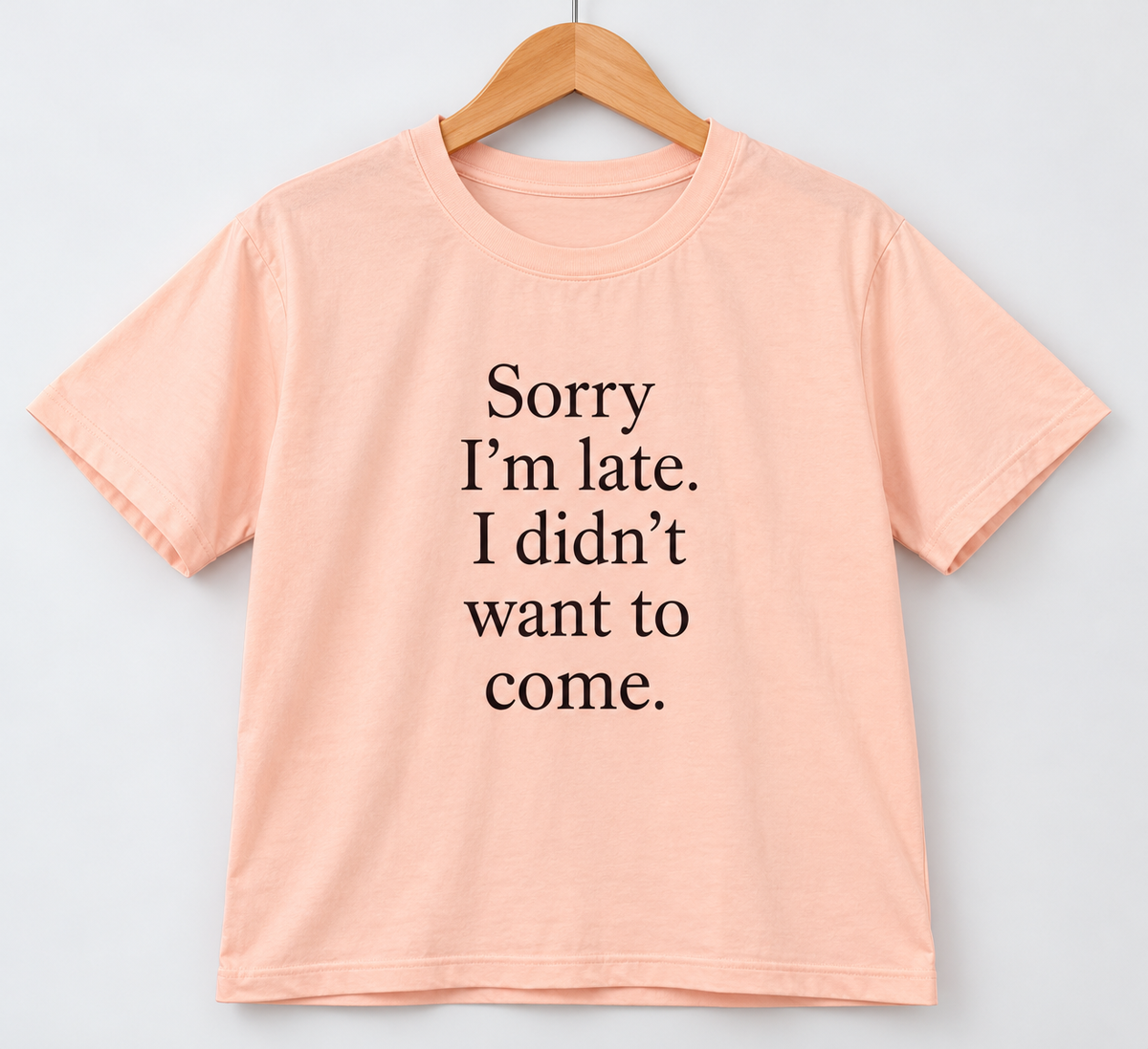 Sorry I’m Late Graphic Regular T-Shirt Peach