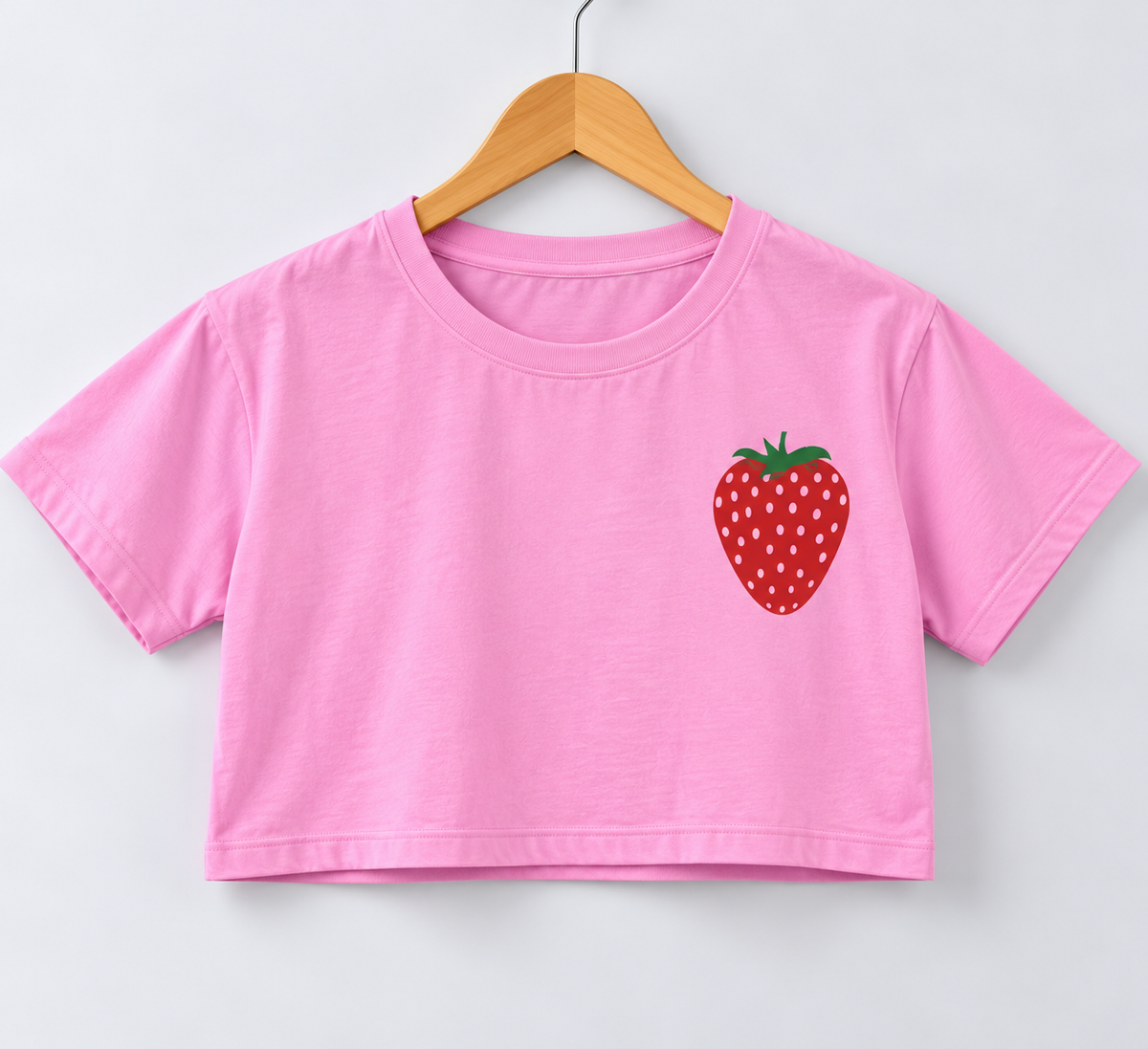 Pocket Strawberry Crop T-shirt Pink