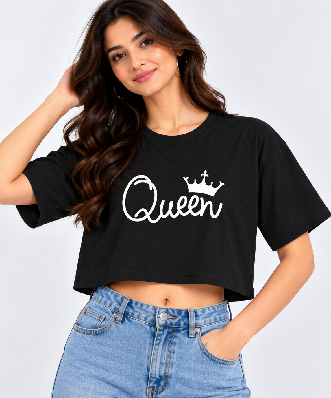 Queen Crop T-Shirt Black