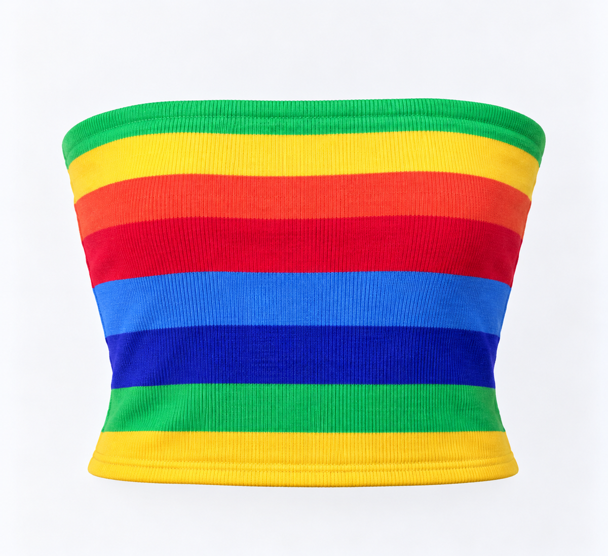 Striped Ribbed Tube Top Multicolour