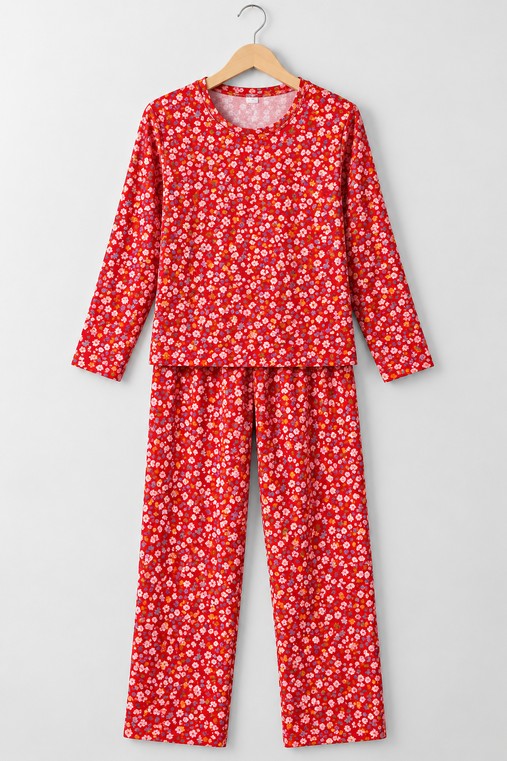 Floral Print Full-Sleeve Coord Set Red