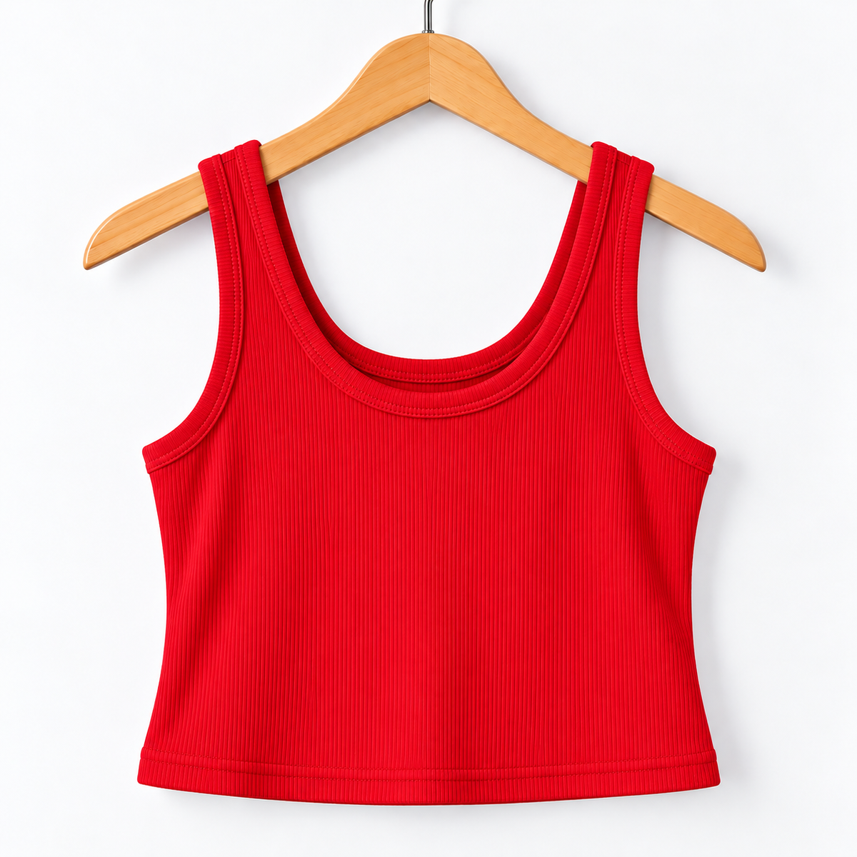 Ribbed Sleeveless Crop Tank Top Red