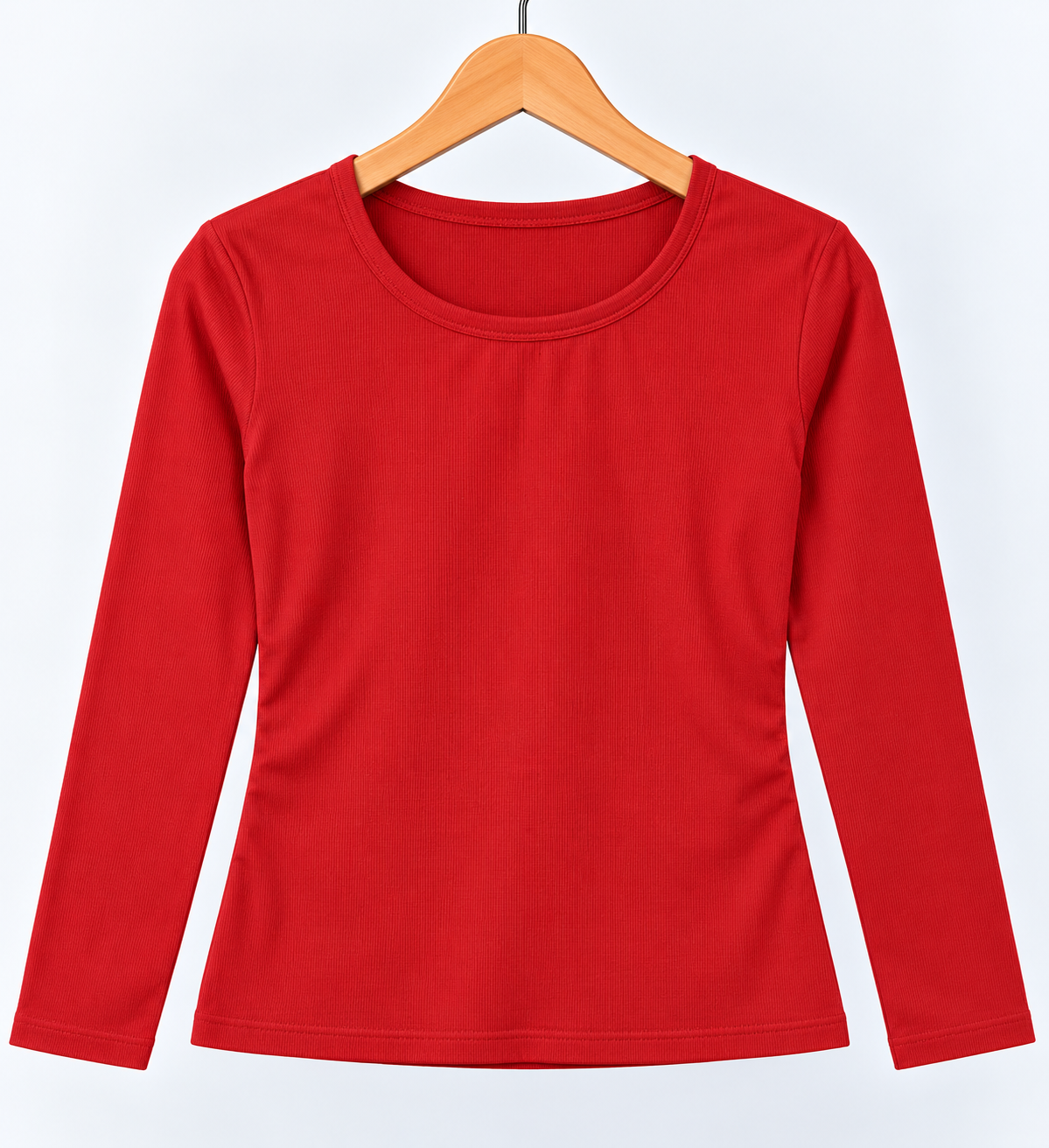 Ribbed Full Sleeve Top Red