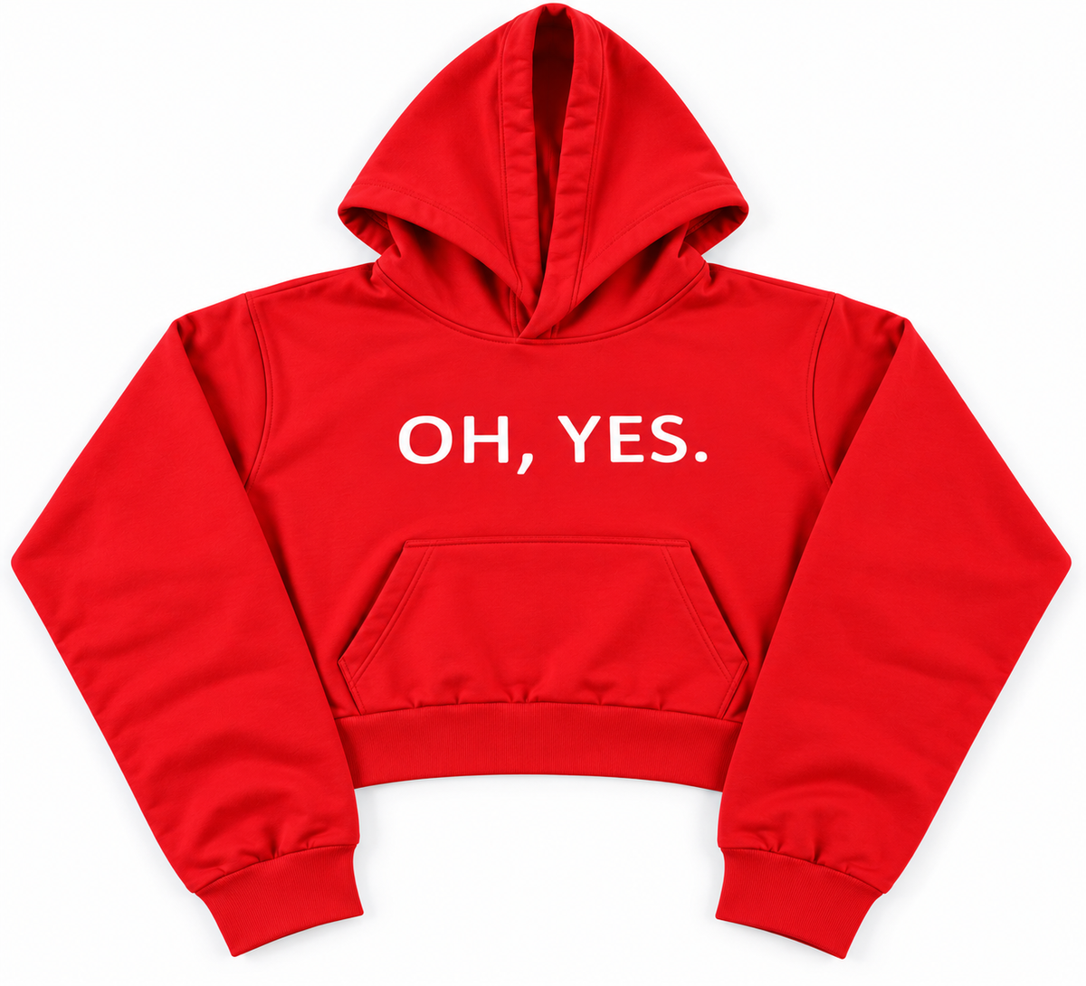 OH Yes Graphic Printed Cropped Hoodie Red