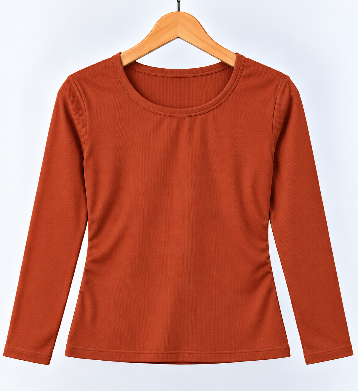 Ribbed Full Sleeve Top Rust