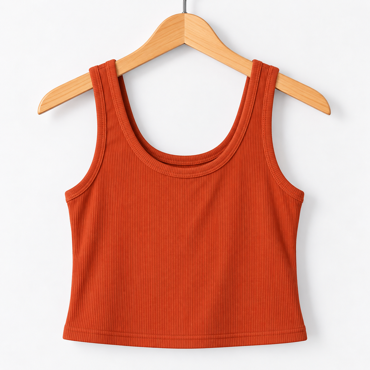 Ribbed Sleeveless Crop Tank Top Rust