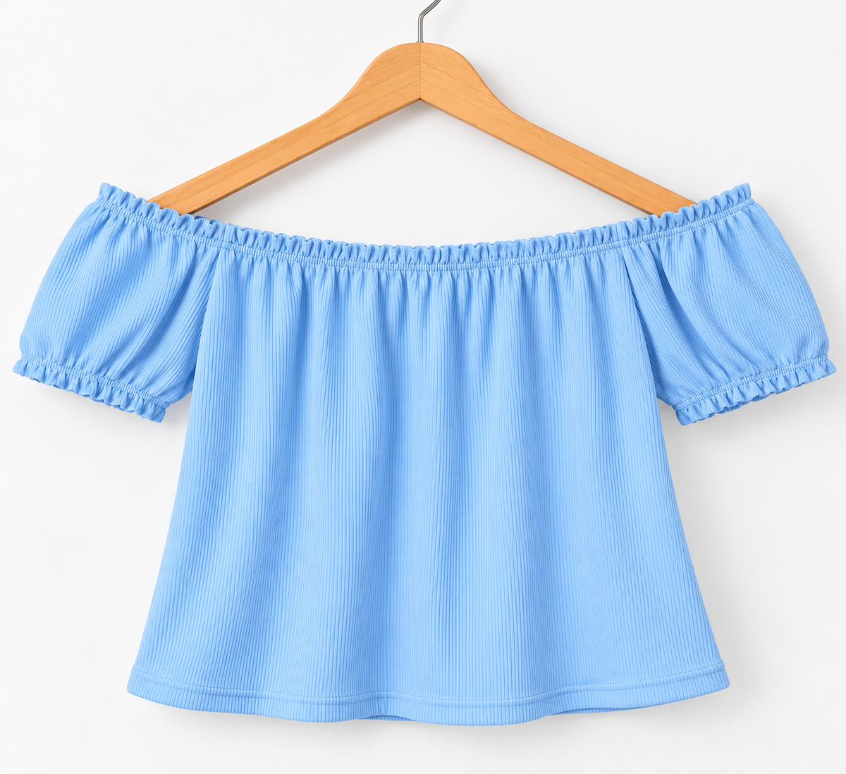 Off Shoulder Crop Top Sky
