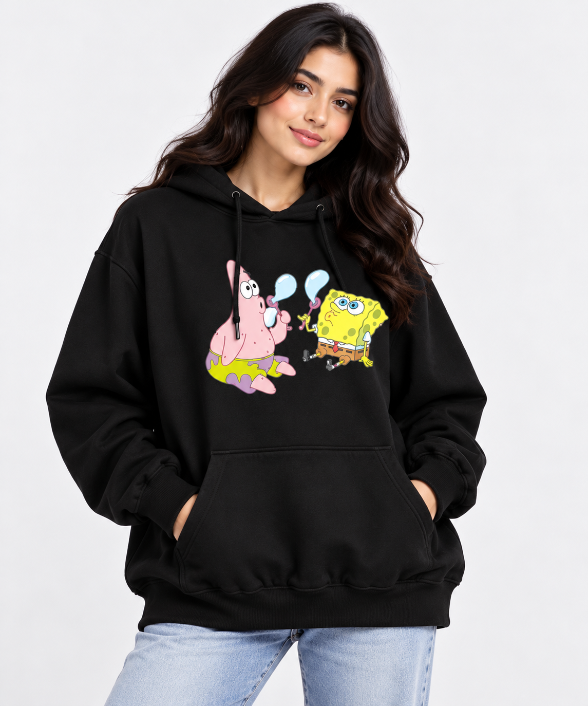 Bubblegum Cartoon Graphic Hoodie Black