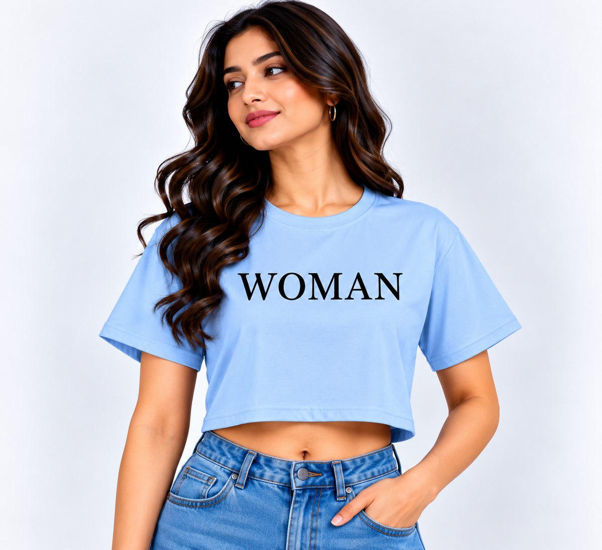 Woman Power Crop T-Shirt Blue