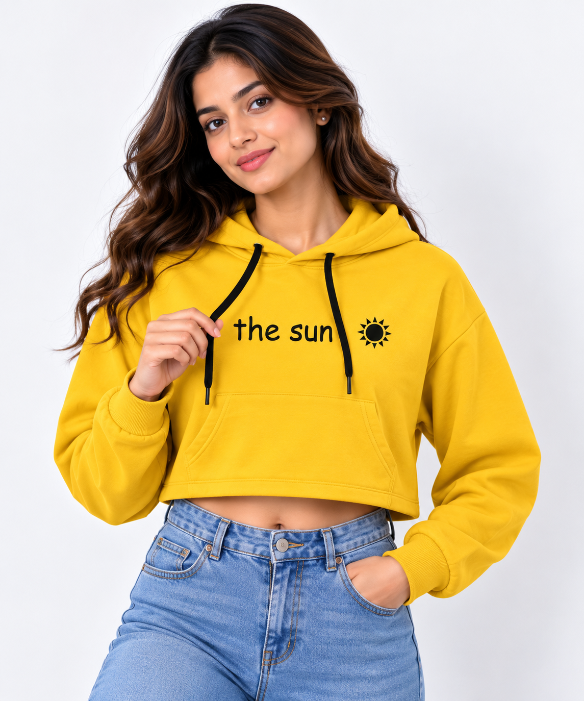 “The Sun” Cropped Hoodie Yellow