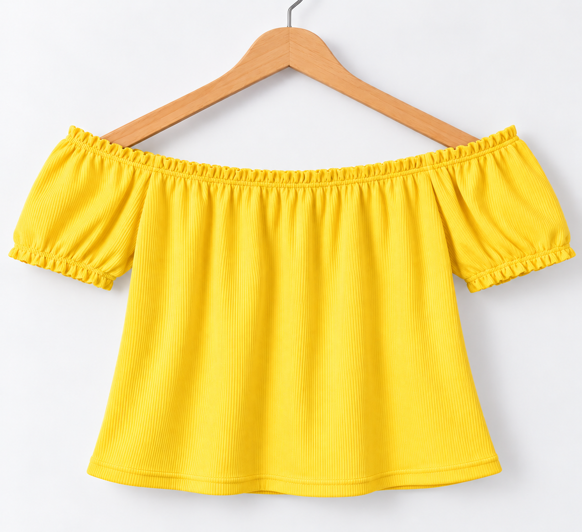 Off Shoulder Crop Top Yellow