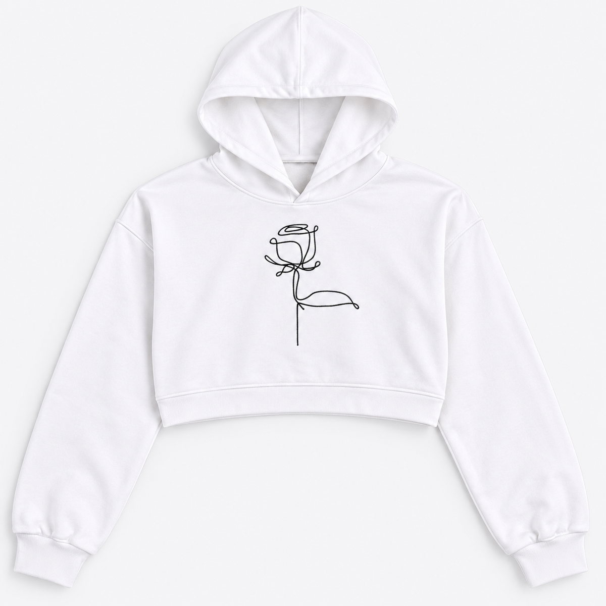 Rose Cropped Hoodie White