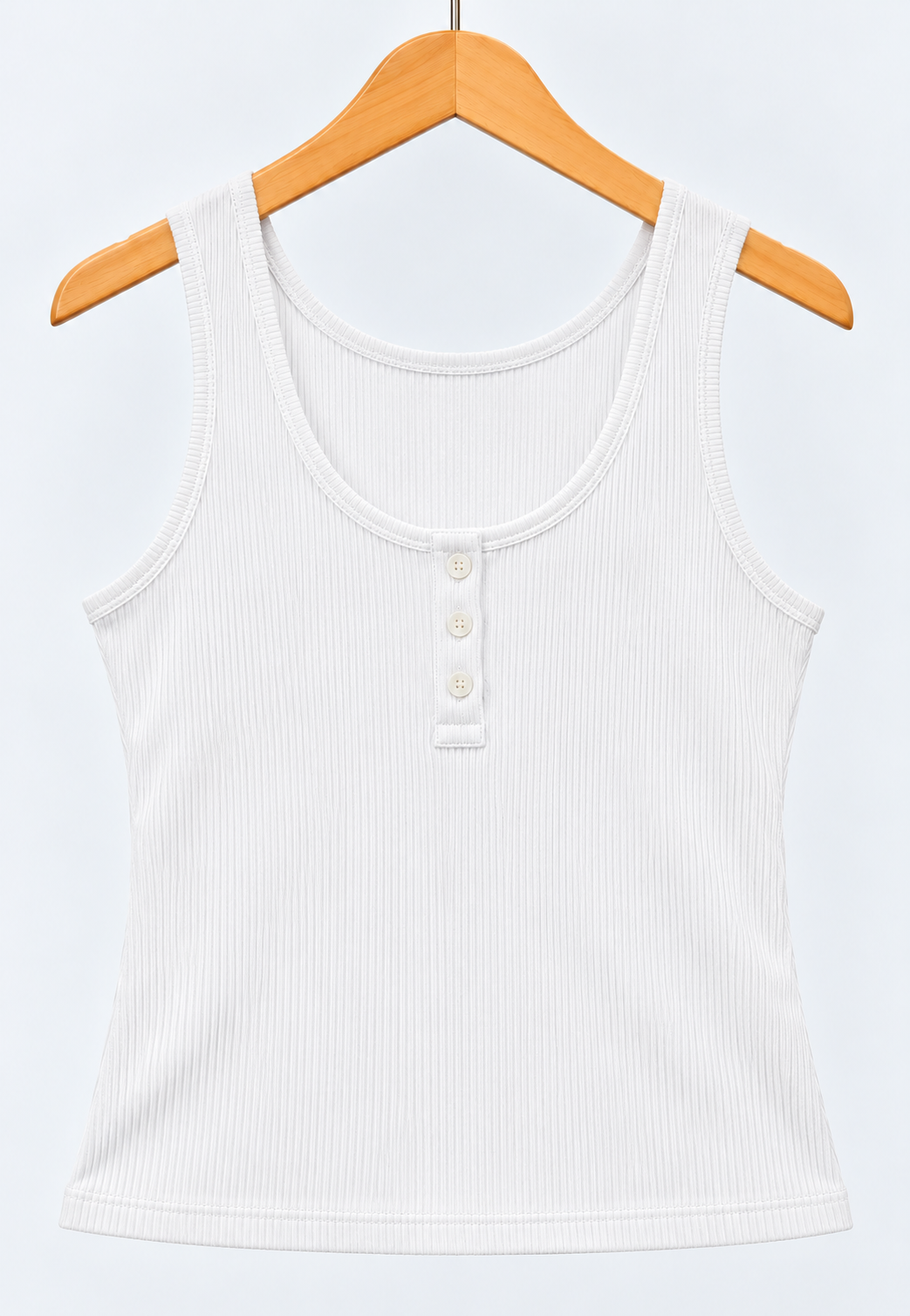 Ribbed Button-Front Tank Top White