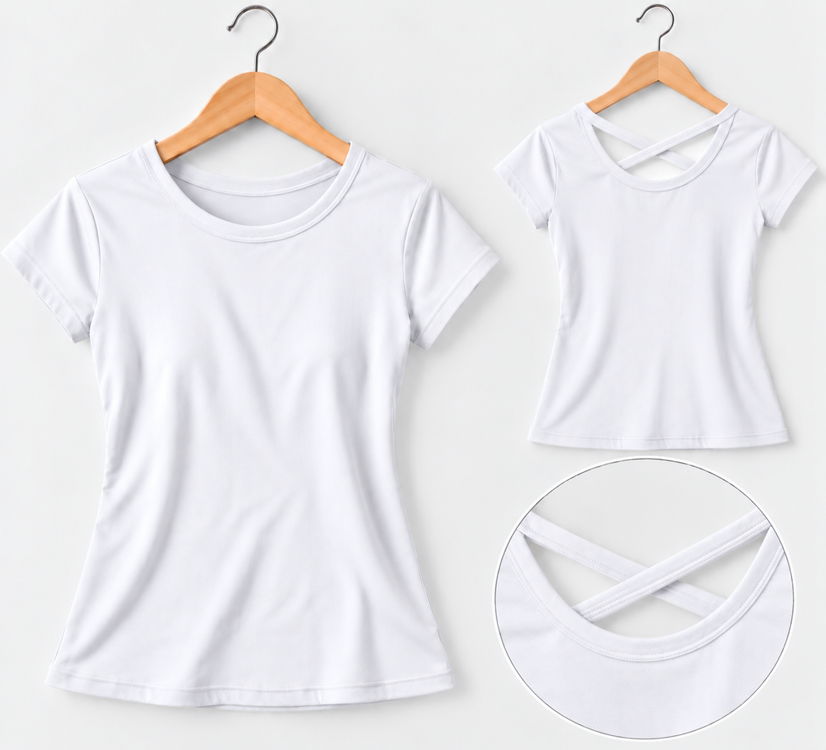 Criss-Cross Back Short-Sleeve Top White