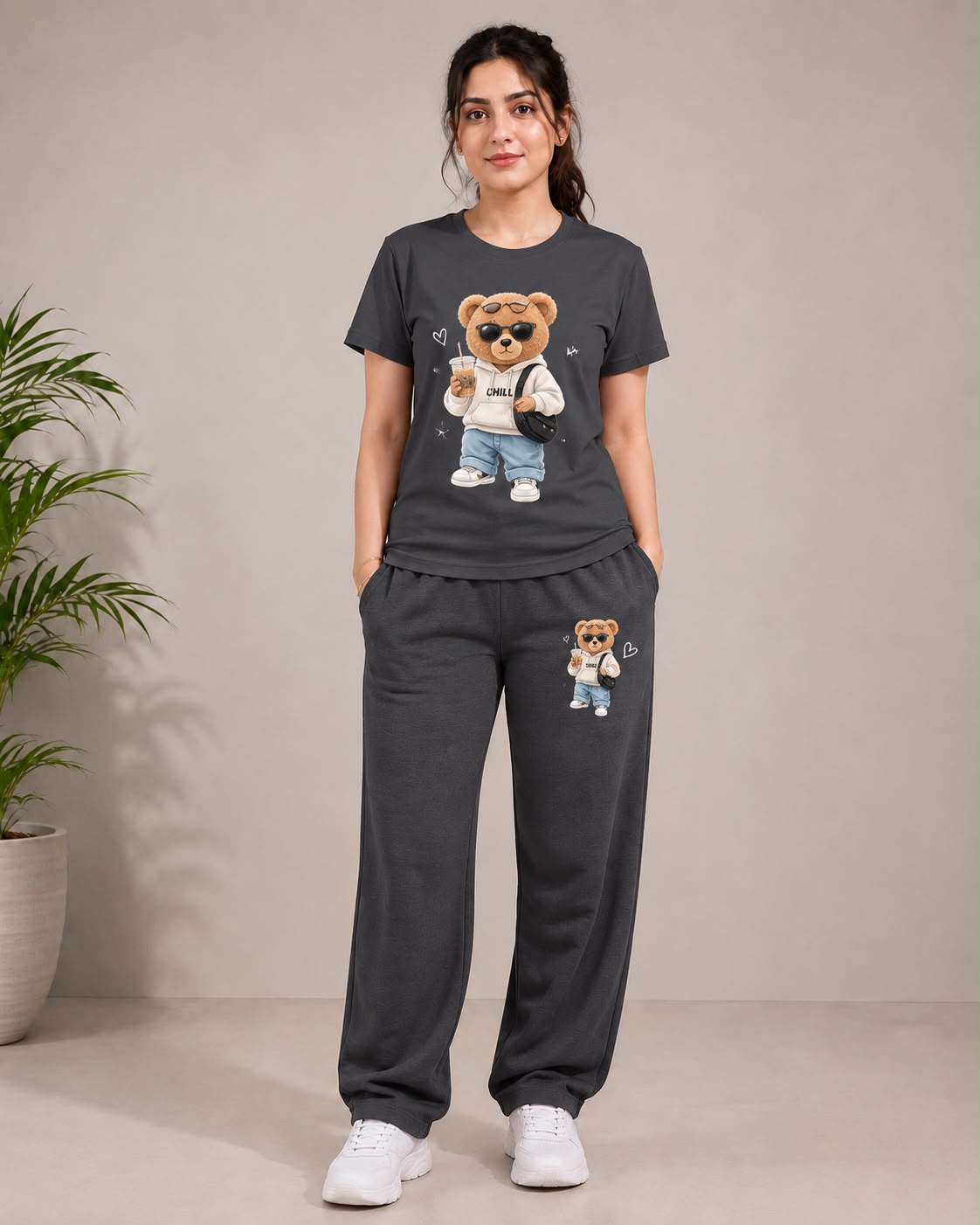 Chill Bear Charcoal Coord Set