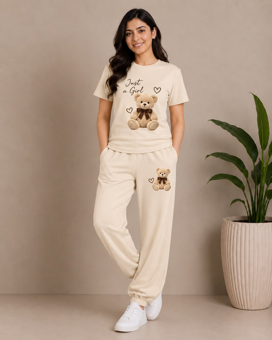 Just a Girl Teddy Bear Cream Coord Set