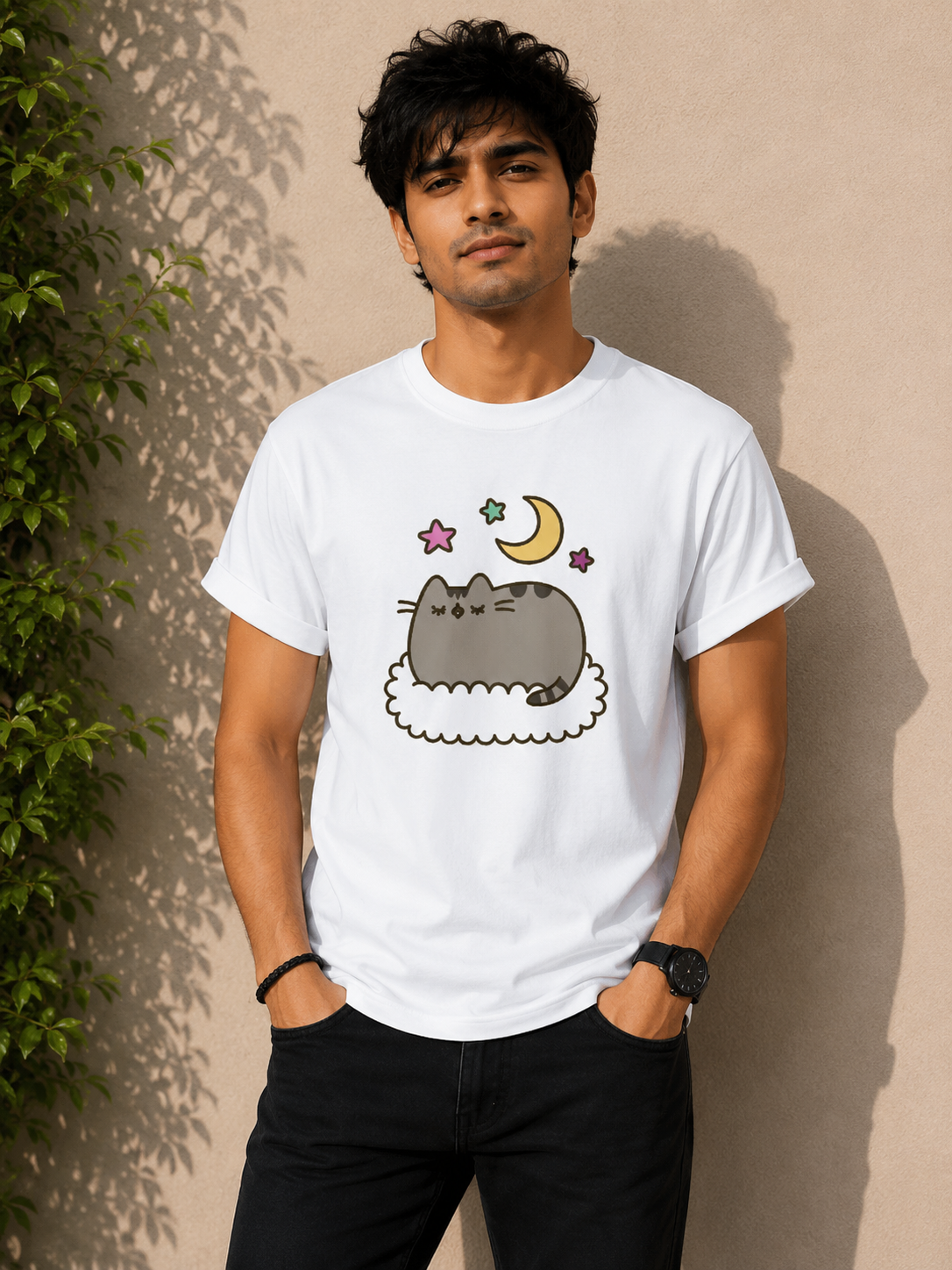 Cat sleeping moon