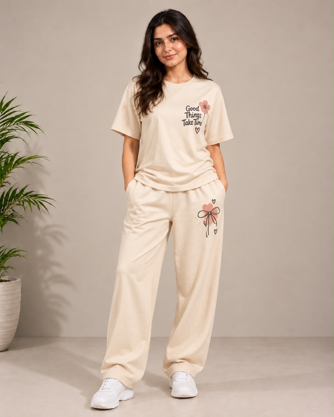 Good Things Take Time Beige Coordset