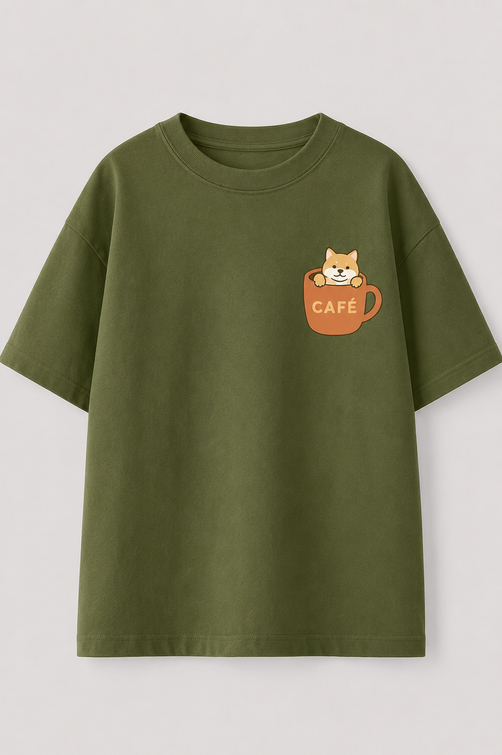 Cafe Pocket Cat Premium Oversized Tee